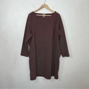 Duluth Trading Co Ponte Pro Dress Maroon Striped Women Size 2X